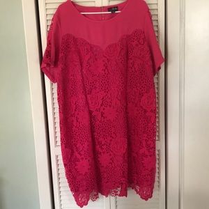 Darling pink lace dress with gold zipper.